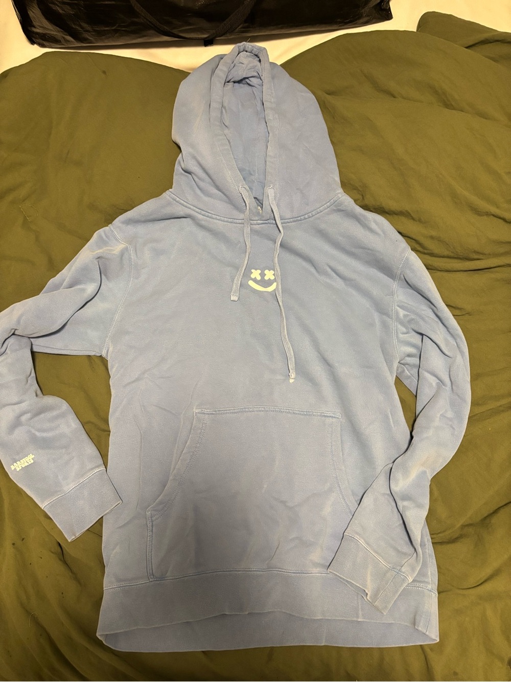 Barstool Sports Light Blue Hooded Sweatshirt with Smiley Logo